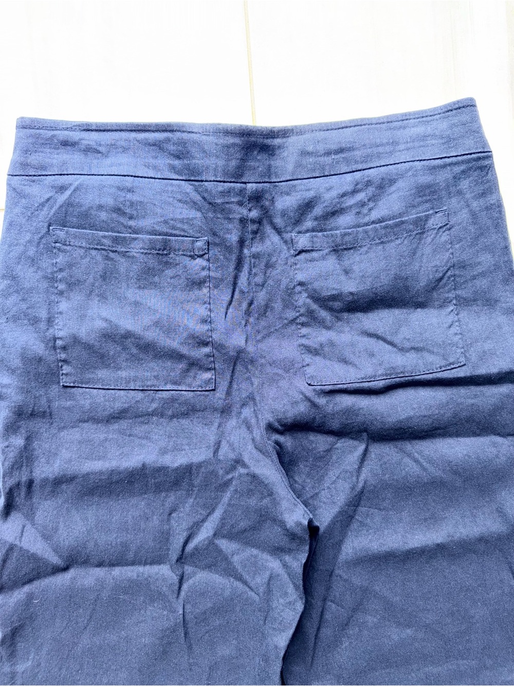 Chico’s Women’s Navy Straight-Leg Linen Pants size 12 - Picture 4 of 5